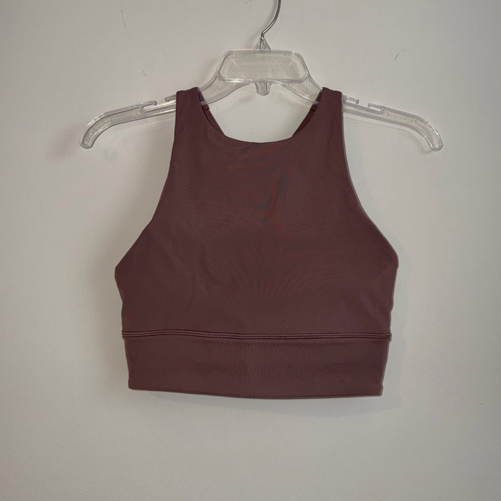 lululemon athletica size 8 high neck mauve longline purple running Sports Bra